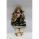 Doll - Wagner & Zetzsche - bisque head doll and shoulders, marked - W. Z. J.