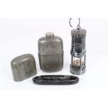 Presentation silver plated Miners Davy lamp with presentation inscription dated 1966, 22cm high,