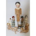 Doll - wooden painted peg doll, 32cm,