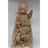 Doll - Armand Marseille - bisque head 341/4 - fabric body and limbs, composite hands,