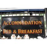 Vintage hand-painted 'Accommodation, Bed & Breakfast' wooden sign,