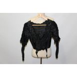 Ladies' Victorian black silk mourning boned bodice, heavily beaded,