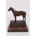 Andre, late 19th century bronze study of a horse, on marble and slate socle,