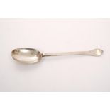 Rare late 17th century provincial silver trefid spoon with ribbed rattail and pricked W/I*M 1692 on