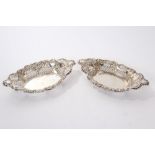 Pair late Victorian silver baskets of oval form,
