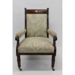 George IV mahogany library chair with tablet back,