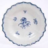 18th century Caughley Gillyflower pattern plate with fluted borders, circa 1780 - blue S mark, 21.