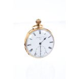 Gentlemen's Barraud & Lunds 18ct gold open face pocket watch with English three-quarter plate