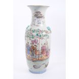19th century Chinese famille rose porcelain vase polychrome painted with figures in a boat,