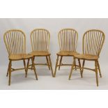 Set of four ash and elm stick back country chairs by Stuart Linford,