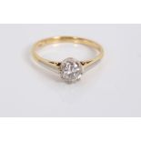 Diamond single stone ring with a round brilliant cut diamond estimated to weigh approximately 0.