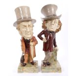 Fine pair Victorian Wayte & Ridge pottery caricature political figures of Benjamin Disraeli and