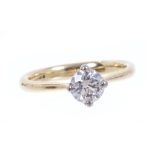 Diamond single stone ring, the round brilliant cut diamond estimated to weigh approximately 0.