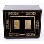 17th century Italian ebony and rosewood table cabinet with incised ivory panels,