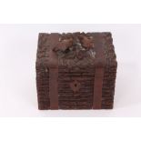 Late 19th century Black Forest carved lindenwood tea caddy,