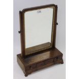 George III mahogany dressing table mirror with rectangular glazed swing plate and three drawers to