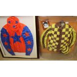 John Francome signed racing silks in yellow and brown colours,