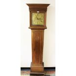 Early 18th century thirty-hour longcase clock with 10½ inch square brass dial,