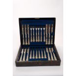 Good quality Victorian silver fruit set - comprising eighteen forks and eighteen knives with raised