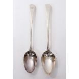 George III silver Old English pattern basting spoon with engraved armorial to terminal (London