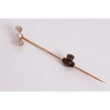 Late Victorian diamond and cultured pearl stick pin,