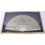 19th century continental carved and painted ivory fan,