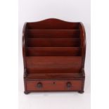 19th century mahogany stationery cabinet with stepped dividers and frieze drawer below,