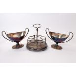 Pair of 19th century silver plated two-handled dishes of navette form,