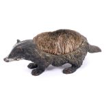 Late 19th / early 20th century Austrian cold-painted bronze pen wipe in the form of a badger,