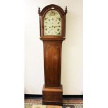 George IV eight day longcase clock with painted arched dial, signed - R.