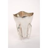 1930s Art Deco silver spill vase of tapered cylindrical form, with flared rim,