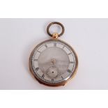 French gold pocket watch with key-wind movement and engine-turned silver dial in French gold with