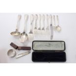 Collection of various silver fiddle and thread pattern flatware - to include dinner and table forks