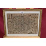 17th century hand-coloured engraved map after Christopher Saxton by Kig & Hale - Norfolk,