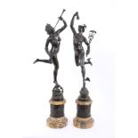 After Giambologna (1529 - 1608), pair of 19th century French bronze figures of Mercury and Fortuna,
