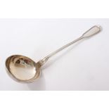 Silver plated fiddle and thread pattern serving ladle by Christofle, marked - '84' Christofle, 28.