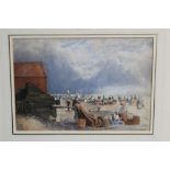 Henry Eddowes Keen (1824 - 1909), pencil and watercolour - Southwold Beach, in glazed gilt frame,