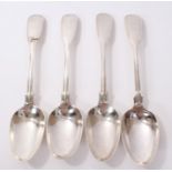 Three Victorian silver fiddle and thread pattern tablespoons (London 1852),