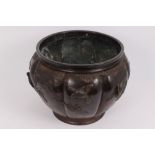 Early 20th century Japanese bronze jardinière of lobed form,