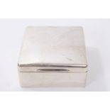 Edwardian silver cigarette box of square form,