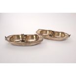 Pair of unusual 19th century two-bottle wine coasters in the form of rowing boats,
