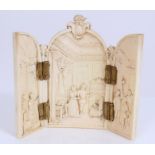 Rare 19th century carved Dieppe ivory triptych,