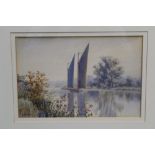 Stephen John Batchelder (1849 - 1932), pair watercolours - barges and yachts on the Norfolk Broads,