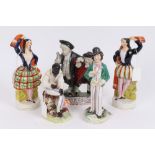 Victorian Staffordshire figure of Uncle Tom reading, sitting on a stump, 7cm,