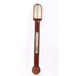 Victorian stick thermometer / barometer with ivory scales, signed - H.