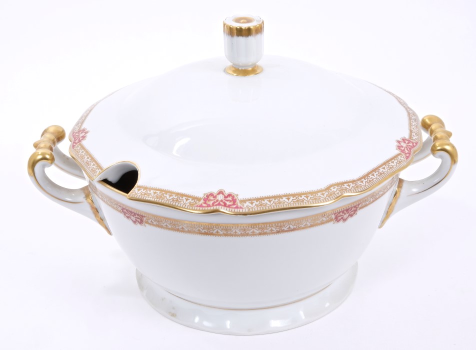 Impressive 19th century Berlin porcelain dinner service with red and gilt bands of gilt floral swag - Image 3 of 5