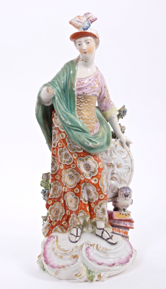 Large 18th century Derby figure of Minerva, The Goddess of Wisdom, circa 1770,