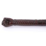 Rare early Antipodean carved hardwood staff,