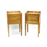 Pair of Regency-style satin birch bedside cupboards,