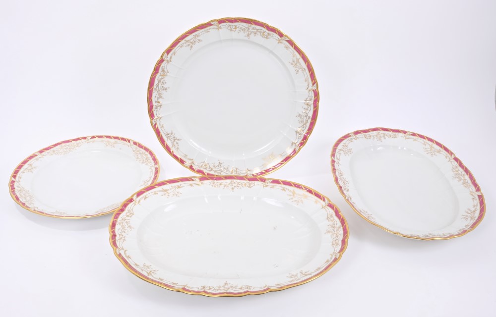 Impressive 19th century Berlin porcelain dinner service with red and gilt bands of gilt floral swag - Image 2 of 5